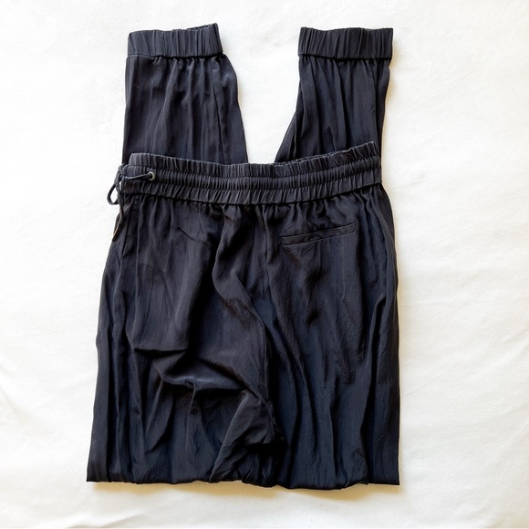 All Saints Silk Charcoal Black Elastic Waist Pants - Size 2 - Picture 4 of 4